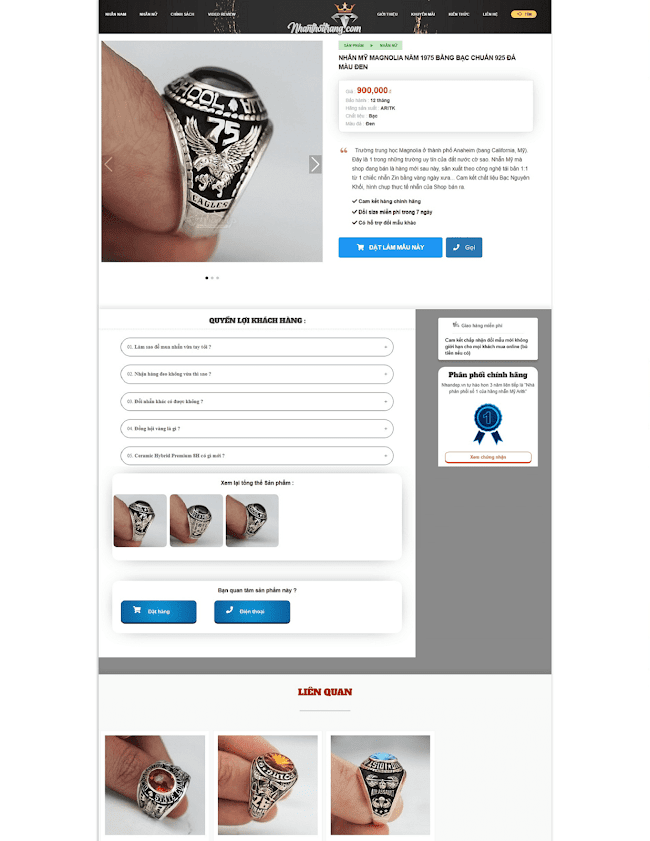 Template blogger shop bán nhẫn thời trang và phong thủy